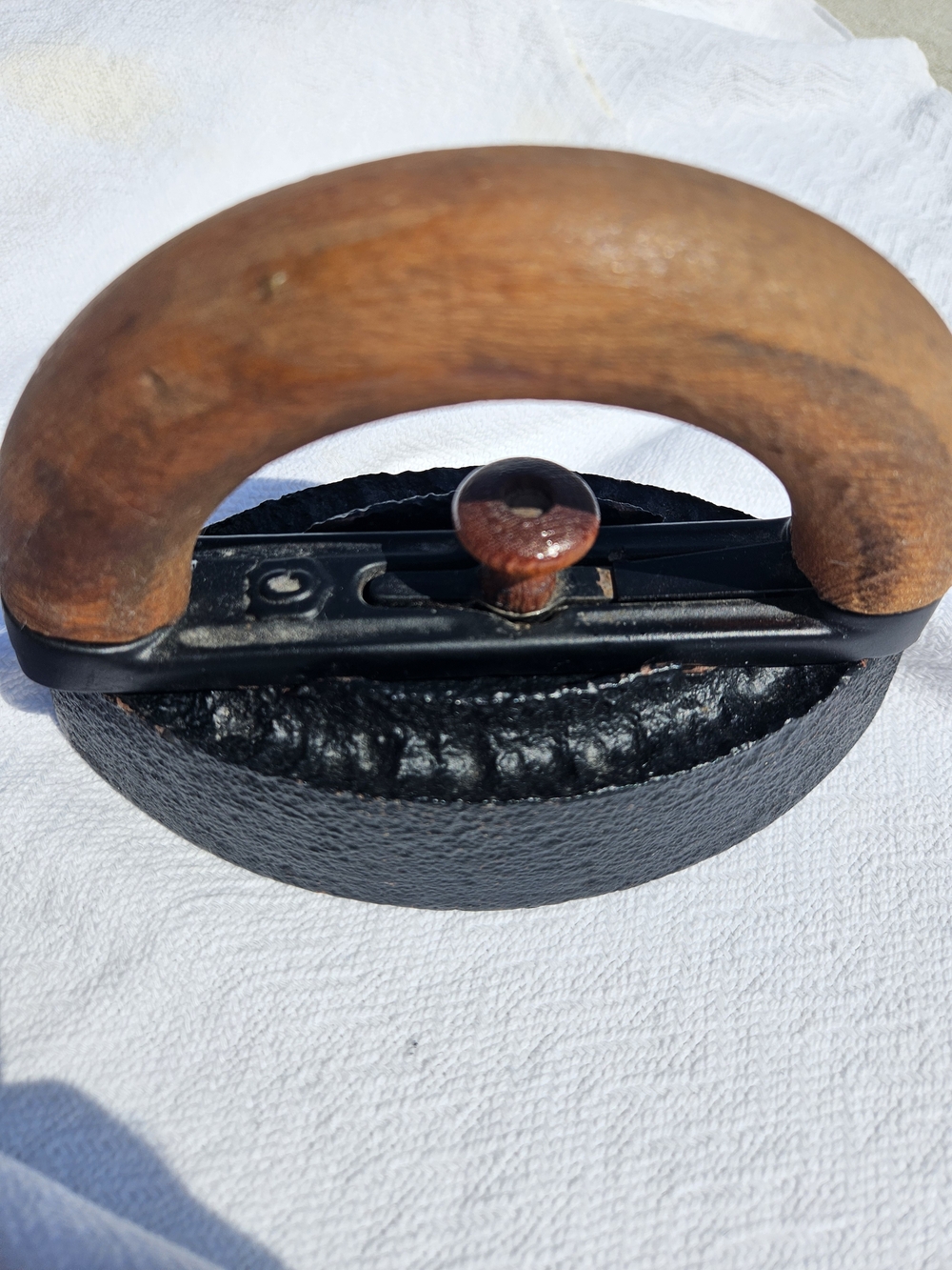 Antique Sad Iron w/ Detachable Wood Handle, Cast Metal, Colebrookdale Iron Co.